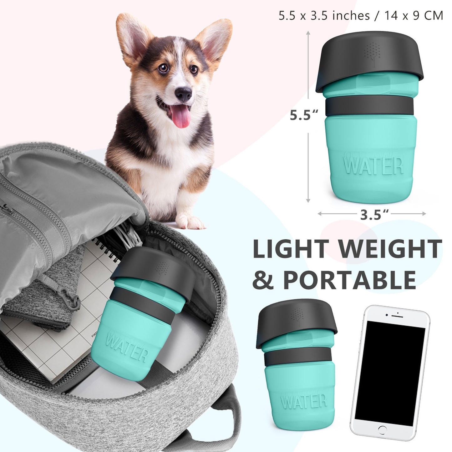 FoldMate™ Compact Travel Dog Bottle – 520ml Leakproof & Foldable