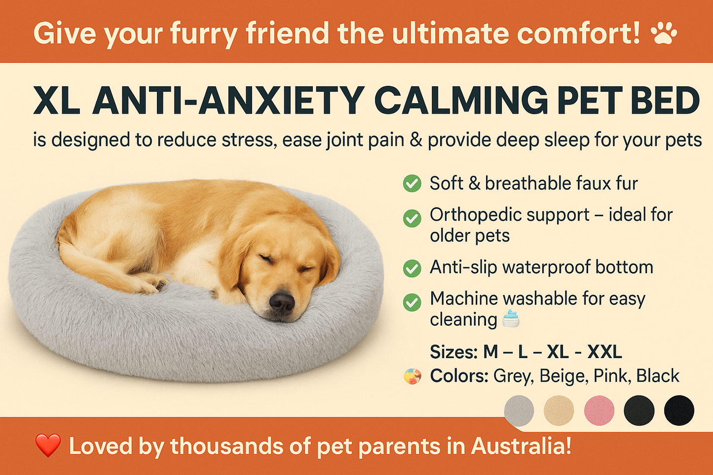 ποΈ XL Calming Pet Bed β Anti-Anxiety Donut for Dogs & Cats πΆπ±