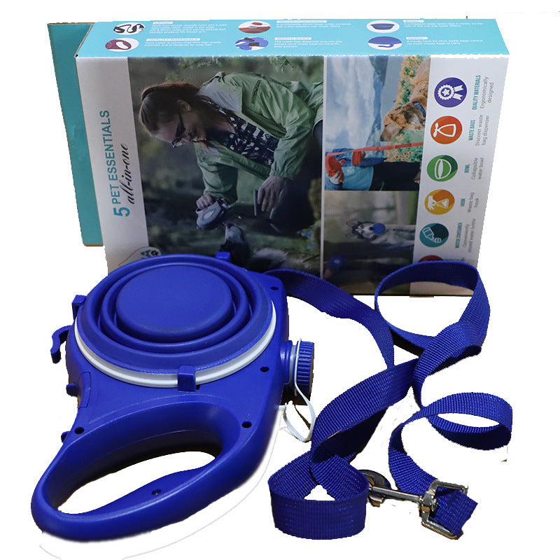 3-in-1 Dog Water Bottle + Foldable Bowl + Leash Hook – Outdoor Pet Travel Kit