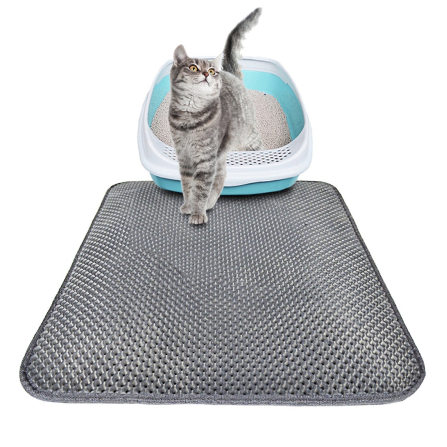 No-Mess Double Layer Cat Litter Mat – Anti-Scatter, Waterproof, Easy Clean