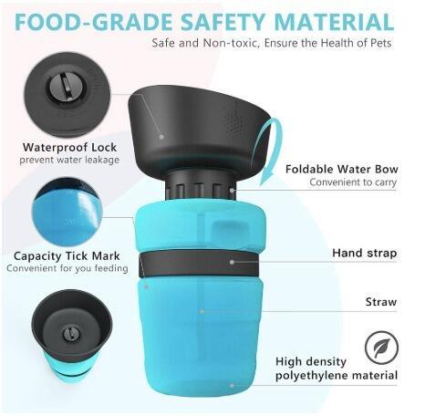 FoldMate™ Compact Travel Dog Bottle – 520ml Leakproof & Foldable