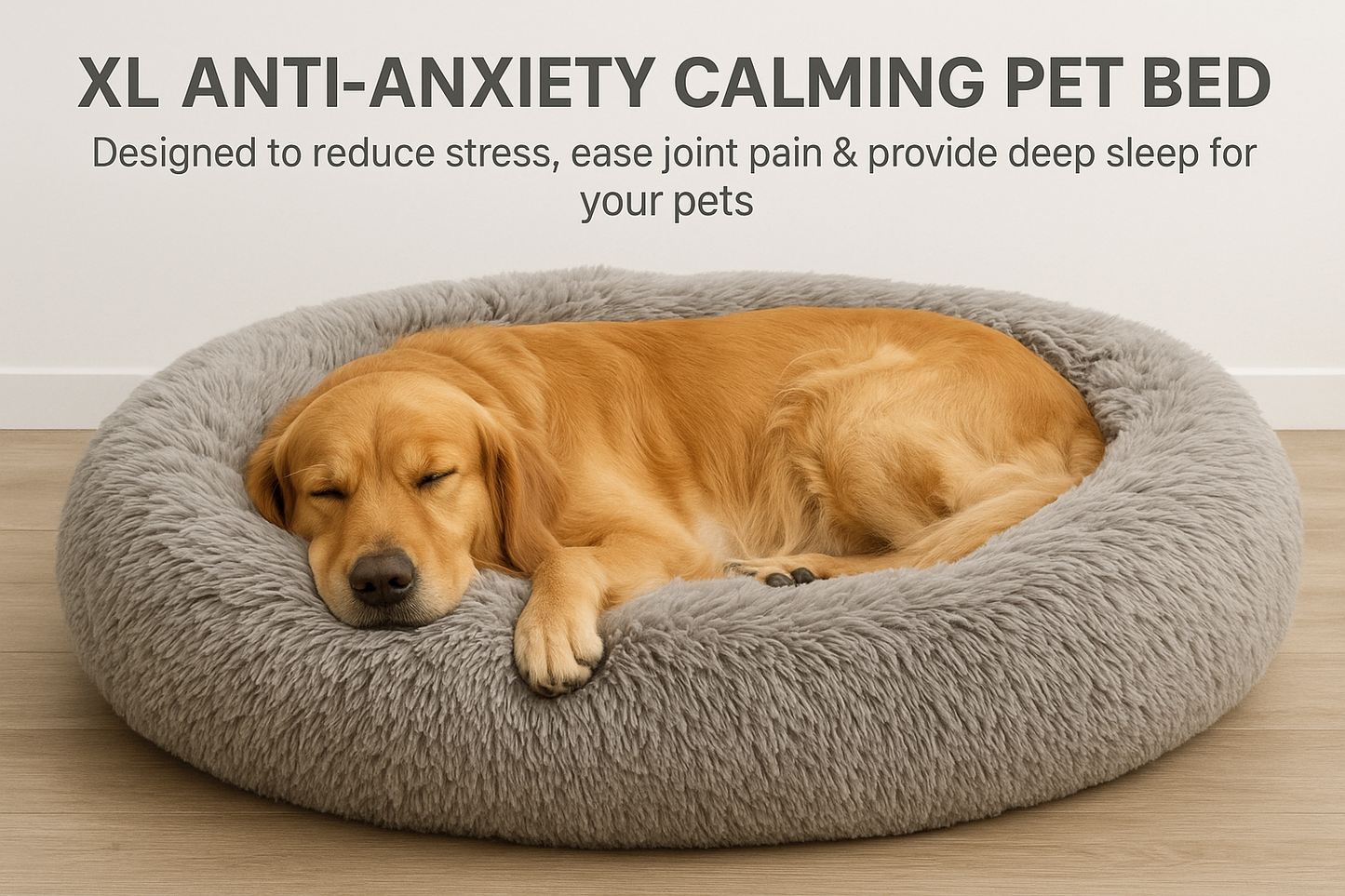 🛏️ XL Calming Pet Bed – Anti-Anxiety Donut for Dogs & Cats 🐶🐱