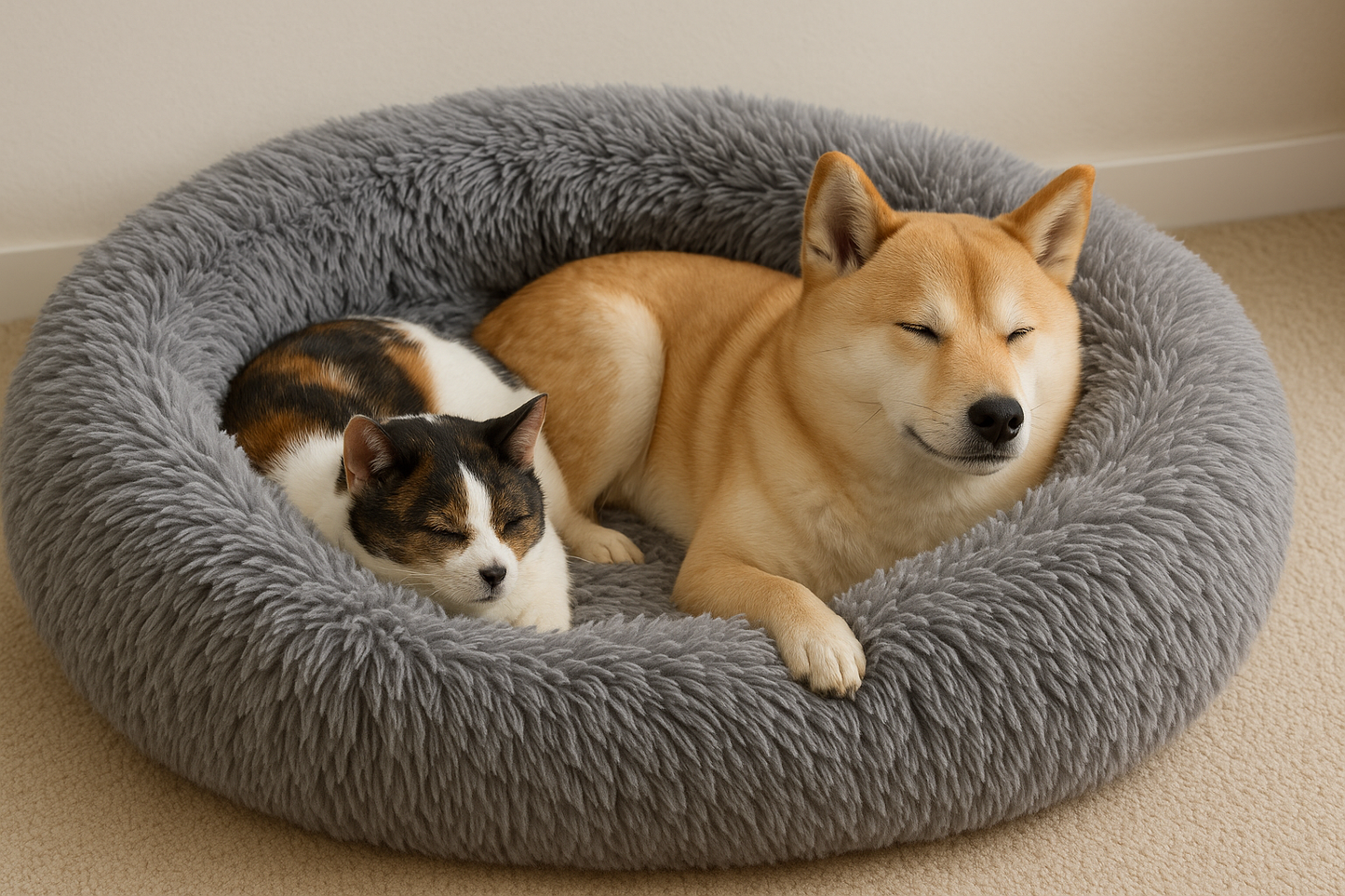 🛏️ XL Calming Pet Bed – Anti-Anxiety Donut for Dogs & Cats 🐶🐱