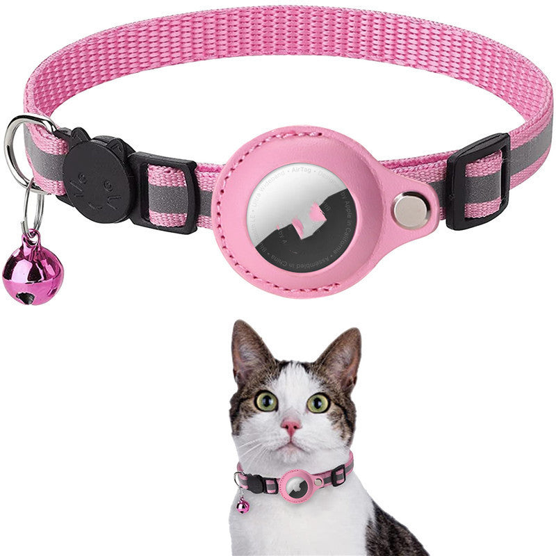 AirTag Pet Collar – Reflective Waterproof GPS Tracker Holder for Cats & Dogs (Nylon Adjustable)