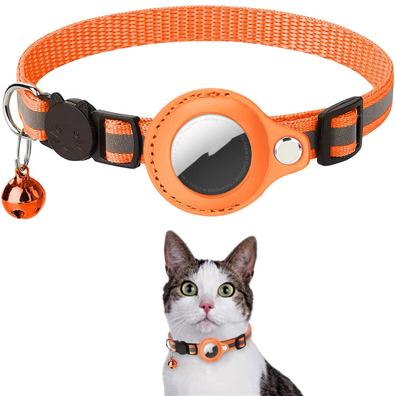 AirTag Pet Collar – Reflective Waterproof GPS Tracker Holder for Cats & Dogs (Nylon Adjustable)