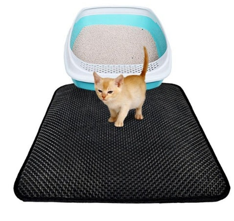 No-Mess Double Layer Cat Litter Mat – Anti-Scatter, Waterproof, Easy Clean