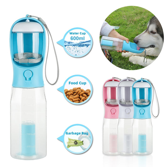 SmartFold™ Portable Dog Water Bottle – 3-in-1 Leakproof Travel Companion