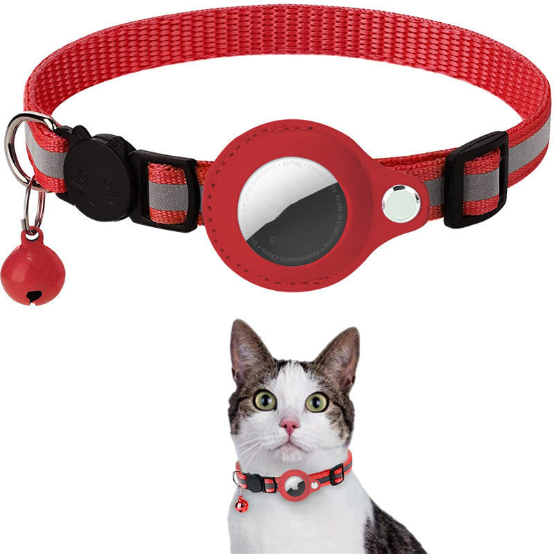 AirTag Pet Collar – Reflective Waterproof GPS Tracker Holder for Cats & Dogs (Nylon Adjustable)