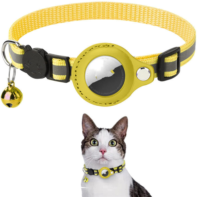 AirTag Pet Collar – Reflective Waterproof GPS Tracker Holder for Cats & Dogs (Nylon Adjustable)