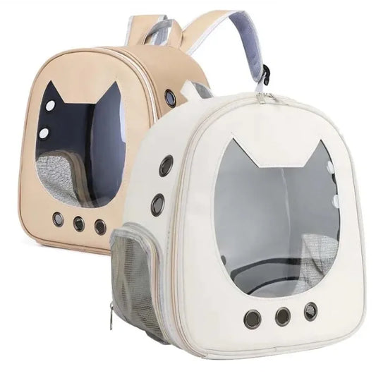 🐾 Oznests UrbanNest™ – PU Leather Transparent Pet Travel Bag