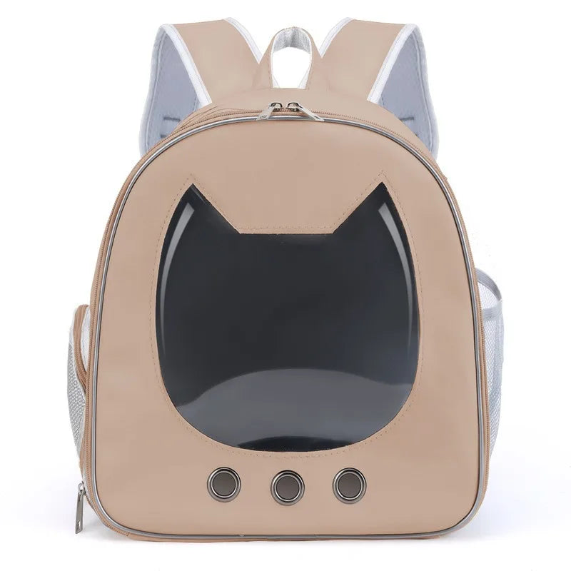 🐾 Oznests UrbanNest™ – PU Leather Transparent Pet Travel Bag