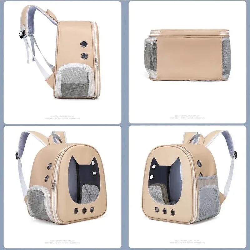 🐾 Oznests UrbanNest™ – PU Leather Transparent Pet Travel Bag