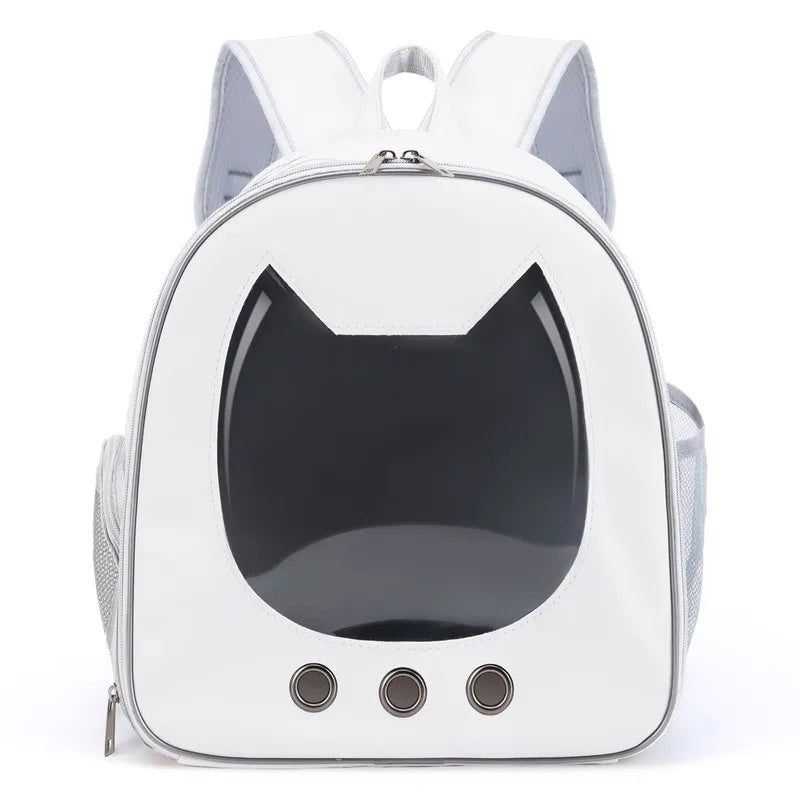 🐾 Oznests UrbanNest™ – PU Leather Transparent Pet Travel Bag