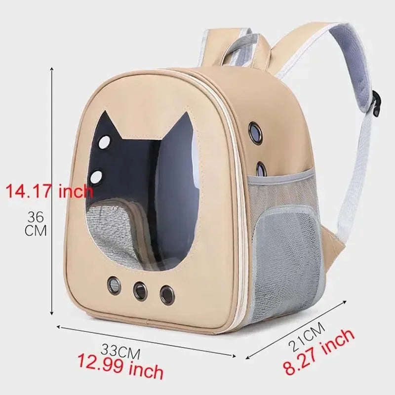 🐾 Oznests UrbanNest™ – PU Leather Transparent Pet Travel Bag