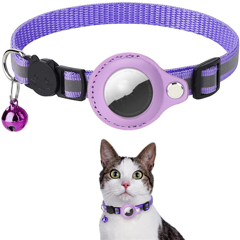 AirTag Pet Collar – Reflective Waterproof GPS Tracker Holder for Cats & Dogs (Nylon Adjustable)